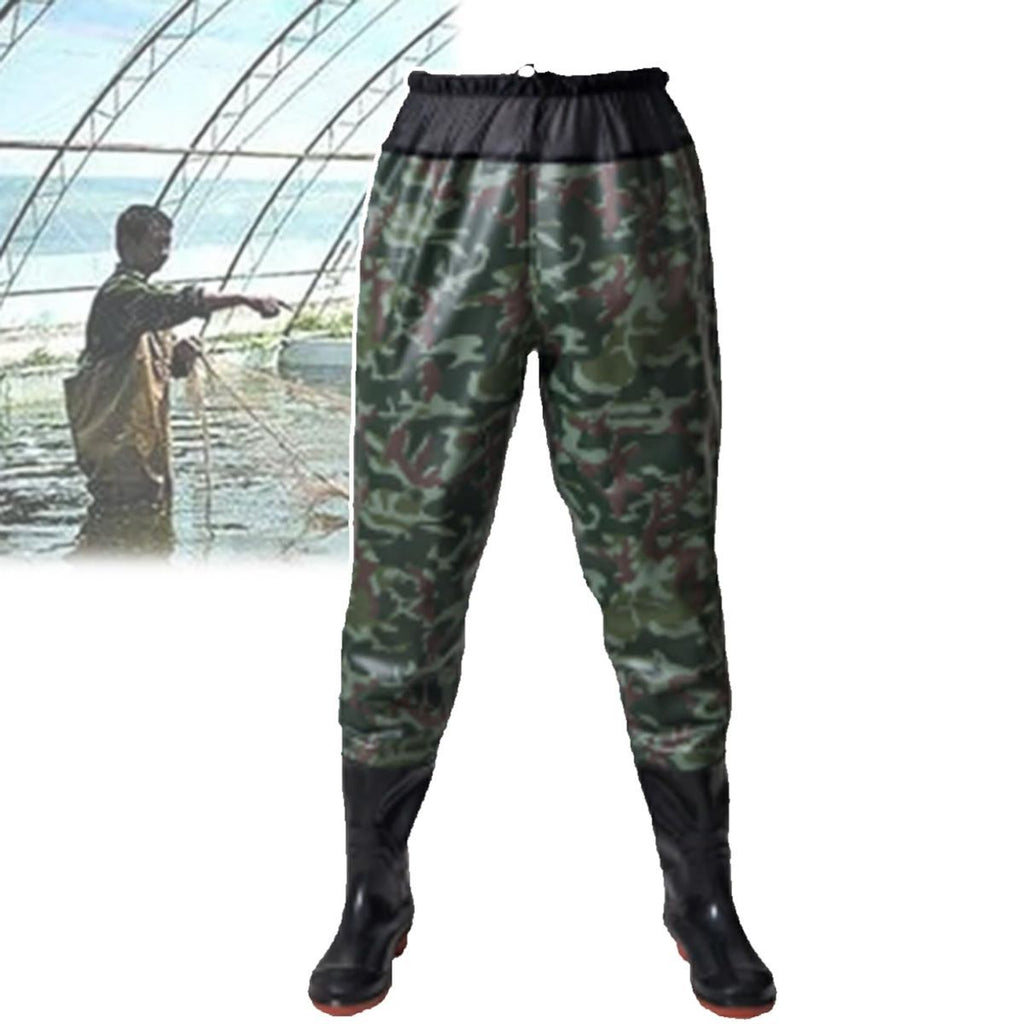 Waist Wading Pants, Thickened Rain Boots, Water Pants with PVC Waterproof, Anti Slip, Wear-Resistant Wading Boots,for Fly Fishing,Duck Hunting,Kayaking - Green - Size 39