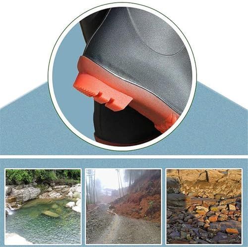 Waist Wading Pants, Thickened Rain Boots, Water Pants with PVC Waterproof, Anti Slip, Wear-Resistant Wading Boots,for Fly Fishing,Duck Hunting,Kayaking - Green - Size 42