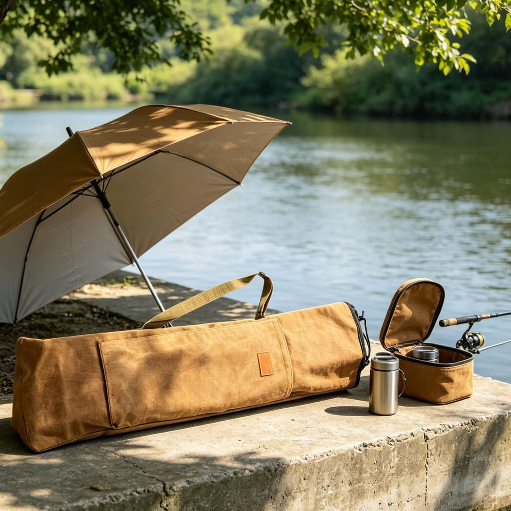 140cm Rod Case Angling Rods Bag, Folding Rod Carry Large Capacity Fishing Rod Case, Angling Rod Bag, Fishing Umbrellas Carry Bag for Camping Hiking - Green - Size 140cm