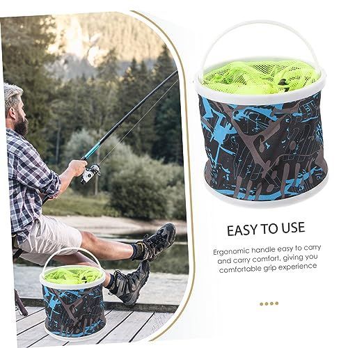 18cm Diameter Camping Sink Collapsible Fishing Bucket for Fish Foldable Bucket Collapsible Camping Plastic Space-Saving - Green