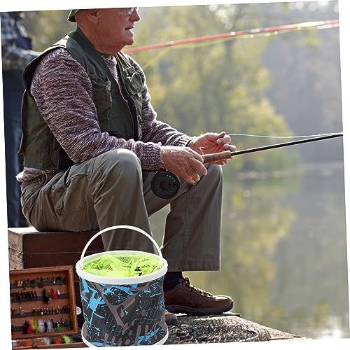22cm Diameter Camping Sink Collapsible Fishing Bucket for Fish Foldable Bucket Collapsible Camping Plastic Space-Saving - Green