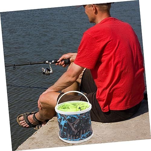 22cm Diameter Camping Sink Collapsible Fishing Bucket for Fish Foldable Bucket Collapsible Camping Plastic Space-Saving - Green