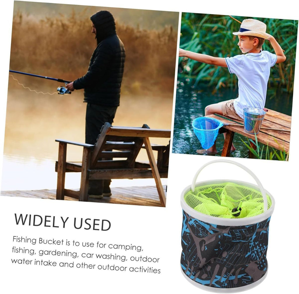 25cm Diameter Camping Sink Collapsible Fishing Bucket for Fish Foldable Bucket Collapsible Camping Plastic Space-Saving - Green