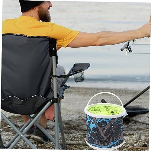 28cm Diameter Camping Sink Collapsible Fishing Bucket for Fish Foldable Bucket Collapsible Camping Plastic Space-Saving - Green