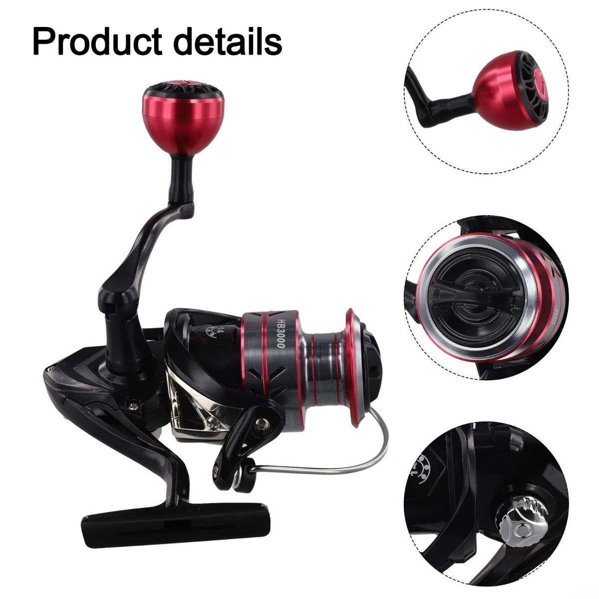 HB-2000 Reel Carp Fishing Reel Featuring Chrome Plated Line Cup And 5 21 Gear Ratio With CNC Interchangeable Handle - Black