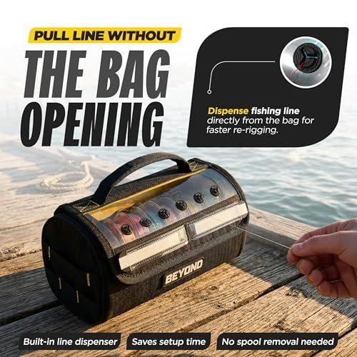 Fishing Line Storage Bag – Tangle-Free Line Management Bag with Built-In Dispenser, Fishing Spool Bag with Writable ID Panel