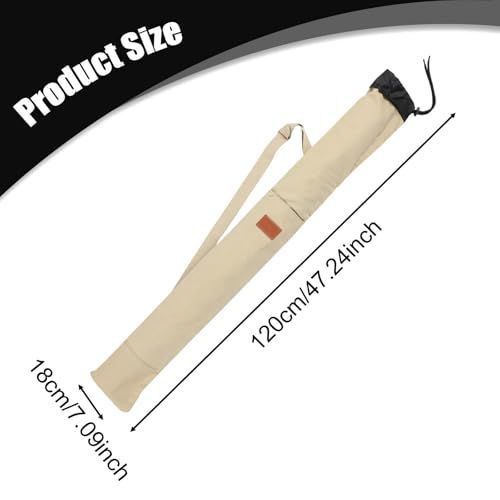 130cm Fishing Fishing Pole Storage Bag Portable Protection Cover Side Pocket Multipurpose Travel Carry Tackle Storage - Beige - Size 130cm