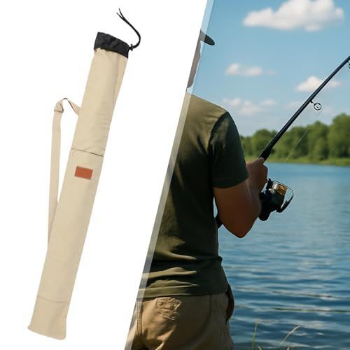 130cm Fishing Fishing Pole Storage Bag Portable Protection Cover Side Pocket Multipurpose Travel Carry Tackle Storage - Beige - Size 130cm