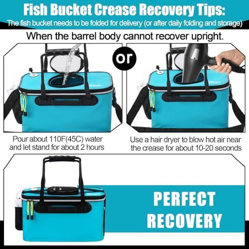 4 Gallon Foldable Fishing Bucket Portable Aerator EVA Live Bait Bucket Quiet Air Pump - Black
