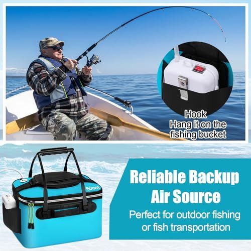 4 Gallon Foldable Fishing Bucket Portable Aerator EVA Live Bait Bucket Quiet Air Pump - Black