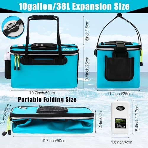 4 Gallon Foldable Fishing Bucket Portable Aerator EVA Live Bait Bucket Quiet Air Pump - Gray