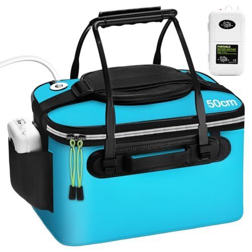 10 Gallon Foldable Fishing Bucket Portable Aerator EVA Live Bait Bucket Quiet Air Pump - Orange