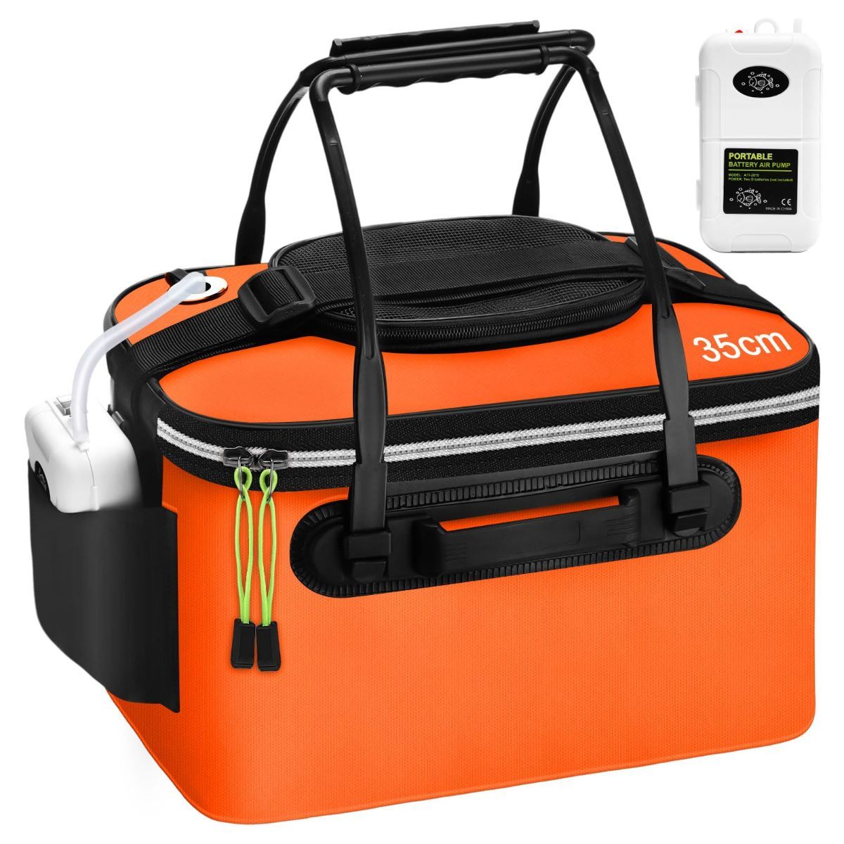 6 Gallon Foldable Fishing Bucket Portable Aerator EVA Live Bait Bucket Quiet Air Pump - Orange