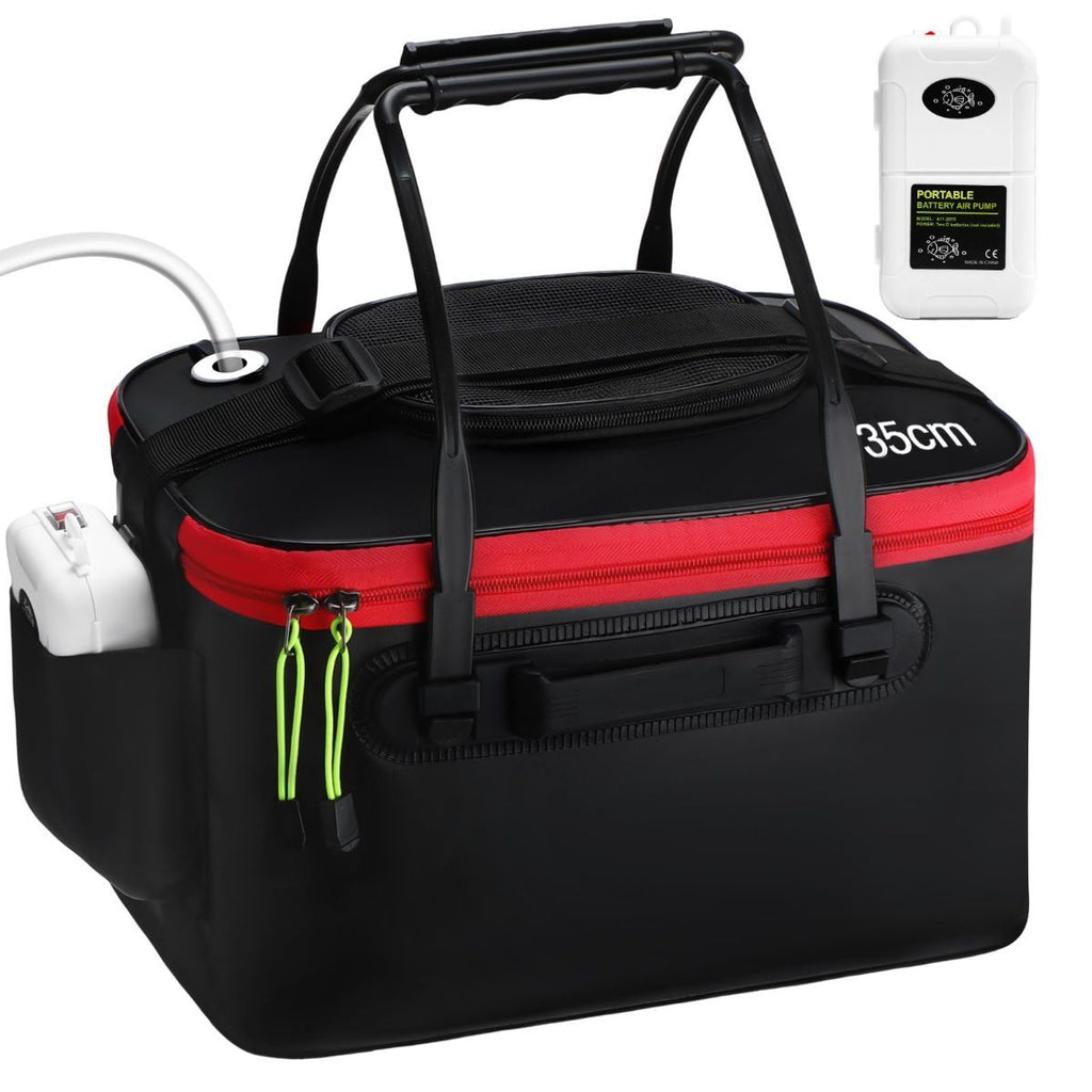 8 Gallon Foldable Fishing Bucket Portable Aerator EVA Live Bait Bucket Quiet Air Pump - Orange
