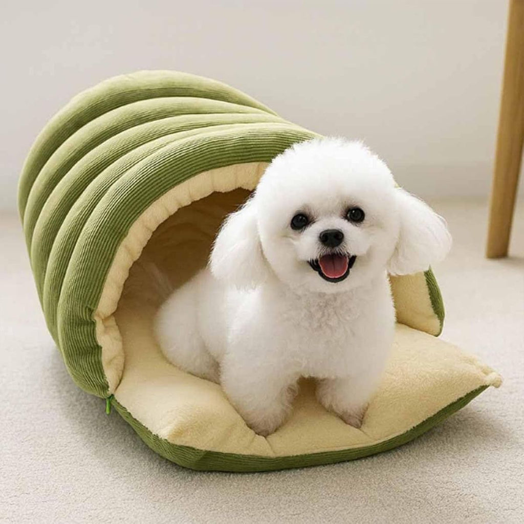 Cozy Monster Cat Bed, Cave Style Pet Bed, Cat Beds for Indoor Cats, Cat Cave Bed Cat Tent with Removable Cushion, Warm Cave Nest Sleeping Bed Puppy House for Cats Small Dogs - Green - Size 43cm*40cm*28cm