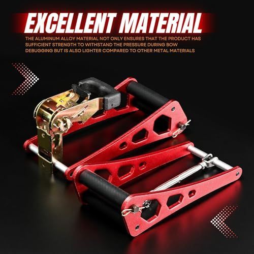 Bow Press, Archery Compound Bow Press, Aluminum Alloy Handheld Bow Press for Compound Bow and Crossbow, Universal Ratchet Type Fine Tuning Tool with 51.2” Strap
