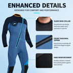 3MM Men's Full Wetsuit – 4-Way Stretch, UPF 50+, Thermal & Scratch Resistant for Diving & Surfing - Gray - Size L