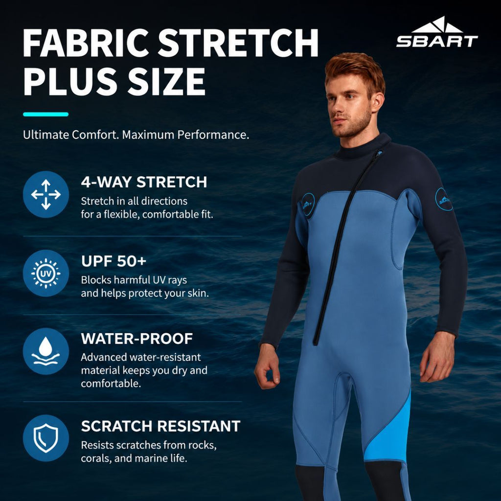 3MM Men's Full Wetsuit – 4-Way Stretch, UPF 50+, Thermal & Scratch Resistant for Diving & Surfing - Gray - Size L