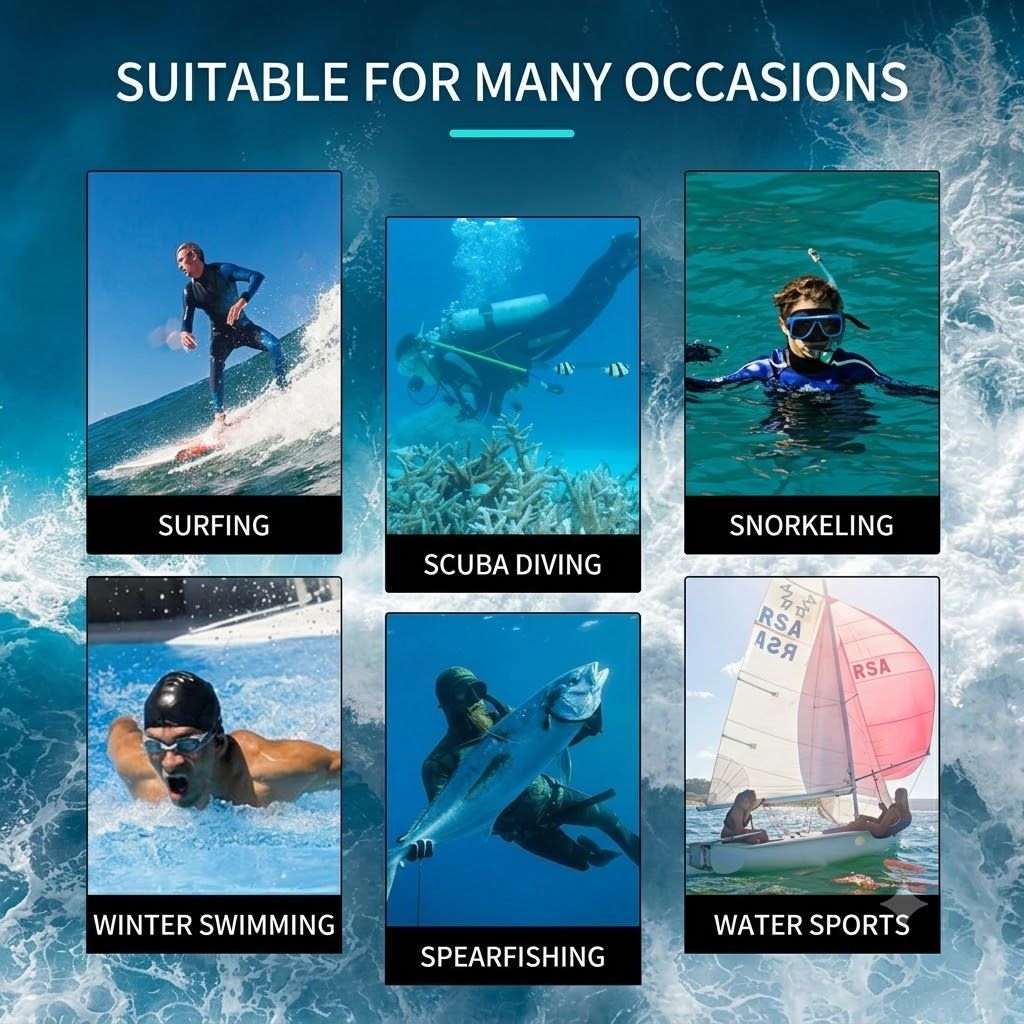 3MM Men's Full Wetsuit – 4-Way Stretch, UPF 50+, Thermal & Scratch Resistant for Diving & Surfing - Purple - Size XL