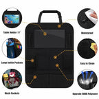 Car Backseat Organizer with 10" Table Holder, 9 Storage Pockets Seat Back Protectors Kick Mats for Kids Toddlers, Travel Accessories, 2 Pack (Black)