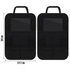 Car Backseat Organizer with 10" Table Holder, 9 Storage Pockets Seat Back Protectors Kick Mats for Kids Toddlers, Travel Accessories, 2 Pack (Black)