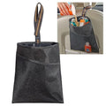 2Pack Small Car Trash Bag with Waterproof Liner and Storage Pocket | Hanging Car Garbage Bag Holds Wet and Dry Car Trash Without Taking Up Floor or Legroom Space - Black - Size 2Pack