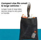 2Pack Small Car Trash Bag with Waterproof Liner and Storage Pocket | Hanging Car Garbage Bag Holds Wet and Dry Car Trash Without Taking Up Floor or Legroom Space - Black - Size 2Pack