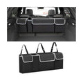 Car Trunk Organizer, Hanging Backseat Storage Bag, Backseat hanging trunk organizer with 4 Pockets, waterproof collapsible cargo bag, adjustable straps, Universal accessories Black