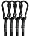 4 Pcs Bungee Cords with Carabiner Hooks Heavy Duty, Outdoor Black Bungee Straps, Strong Industrial Grade Elastic Bungee Rope for Securing Tarps, Luggage, Tents，Bikes or Garden Tidying