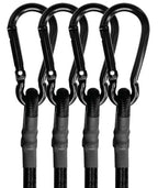4 Pcs Bungee Cords with Carabiner Hooks Heavy Duty, Outdoor Black Bungee Straps, Strong Industrial Grade Elastic Bungee Rope for Securing Tarps, Luggage, Tents，Bikes or Garden Tidying