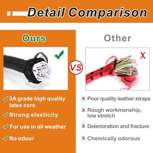4 Pcs Bungee Cords with Carabiner Hooks Heavy Duty, Outdoor Black Bungee Straps, Strong Industrial Grade Elastic Bungee Rope for Securing Tarps, Luggage, Tents，Bikes or Garden Tidying