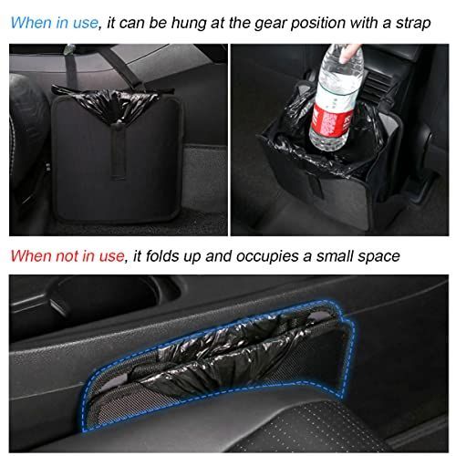1Pack Foldable Waterproof Car Trash Can, Small | leakproof liner, hanging storage-bag design, fits most cars, SUVs, and trucks, car interior accessories - Black - Size 1Pack