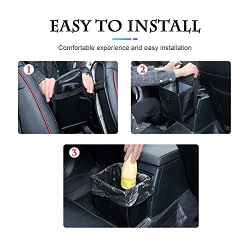 1Pack Foldable Waterproof Car Trash Can, Small | leakproof liner, hanging storage-bag design, fits most cars, SUVs, and trucks, car interior accessories - Black - Size 1Pack