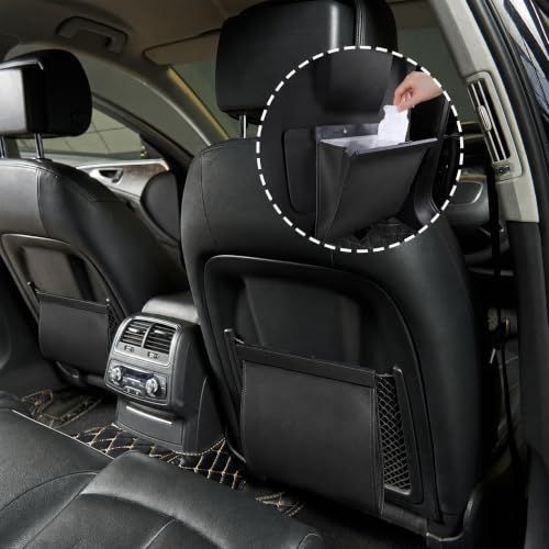 1Pack Car Trash Can Leak-Proof, 4 Pack Black Large Capacity Auto Trash Bin | With Magnetic Opening, Multi-Purpose Open-Top Car Organizer for Backseat, Console, Door, Phone, Drinks, and Small Items - Black - Size 1Pack