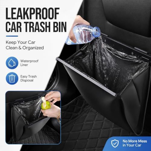 1Pack Car Trash Can Leak-Proof, 4 Pack Black Large Capacity Auto Trash Bin | With Magnetic Opening, Multi-Purpose Open-Top Car Organizer for Backseat, Console, Door, Phone, Drinks, and Small Items - Black - Size 1Pack