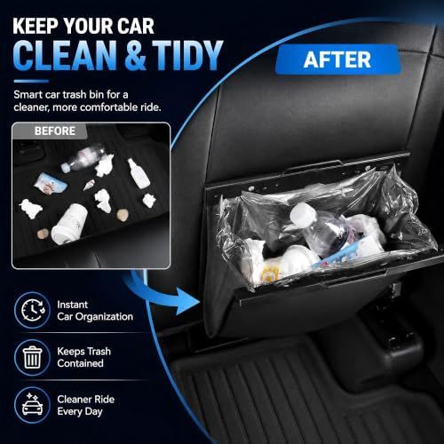 2Pack Car Trash Can Leak-Proof, 4 Pack Black Large Capacity Auto Trash Bin | With Magnetic Opening, Multi-Purpose Open-Top Car Organizer for Backseat, Console, Door, Phone, Drinks, and Small Items - Black - Size 2Pack