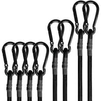 Bungee Cords with Carabiner Hooks Heavy Duty, Outdoor Black Bungee Straps, Strong Industrial Grade Elastic Bungee Rope for Securing Tarps, Luggage, Tents，Bikes, 12in + 24in + 48in，8pcs