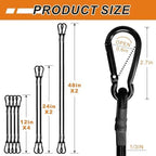 Bungee Cords with Carabiner Hooks Heavy Duty, Outdoor Black Bungee Straps, Strong Industrial Grade Elastic Bungee Rope for Securing Tarps, Luggage, Tents，Bikes, 12in + 24in + 48in，8pcs