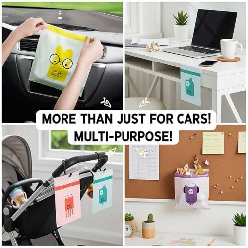 120pcs Car Trash Bag, Stick-on Disposable Trash Bag | Leakproof Vomit Bags for Car, Kitchen, Travel, Camping, Bedroom, Study Room, Office