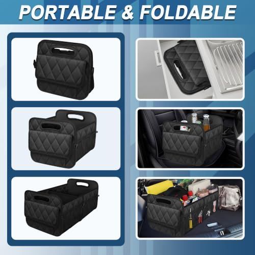 Car Trunk Organizer for SUV, Car Organizers and Storage with Reinforced Handles, Car Accessories for Women/Men 50LWaterproof Polyester Trunk Organizer, Black
