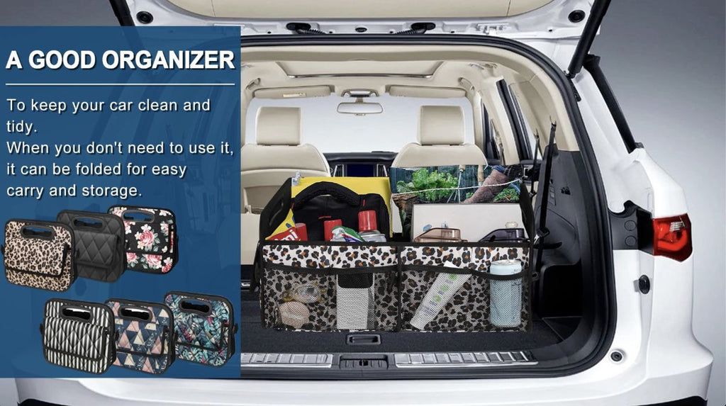 Car Trunk Organizer for SUV, Car Organizers and Storage with Reinforced Handles, Car Accessories for Women/Men 50LWaterproof Polyester Trunk Organizer, Black