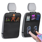 Back Seat Cover For Kids + 3 Pocket Storage Organizer, 2 Pack X-Large Waterproof Kick Mats Backseat Protector, Car Seat Back Protectors For Vehicles To Protect From Dirt, Mud & Scratches
