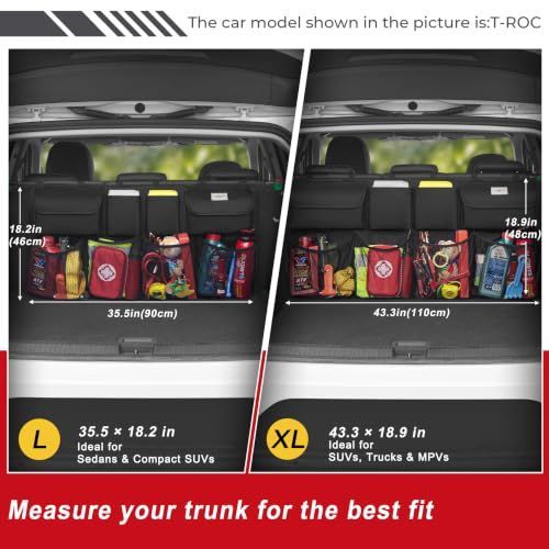 Car Trunk Organizer, LARGE CAPACITY Car Storage Bag with 8 Pockets, 7X Upgraded Trunk Storage Organizer for Car, SUV, Truck, MPV