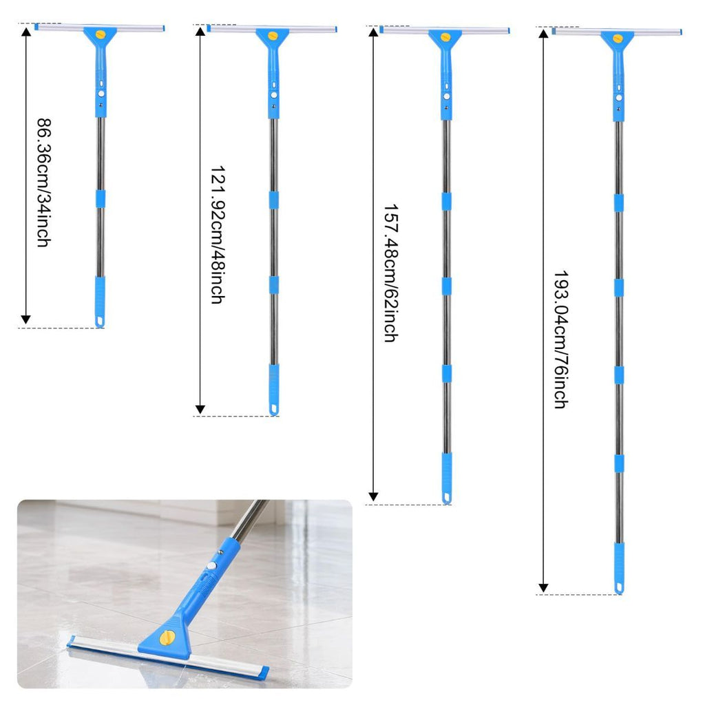Professional Window Cleaning Kit with Bucket 3 Gallon, 76" Long Handle Squeegee and Microfiber Scrubber, High Window Washing Equipment for Indoor Outdoor, Commercial, Home, Car