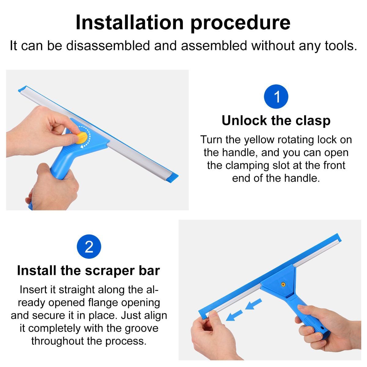 Professional Window Cleaning Kit with Bucket 3 Gallon, 76" Long Handle Squeegee and Microfiber Scrubber, High Window Washing Equipment for Indoor Outdoor, Commercial, Home, Car
