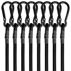 8 Pcs 24in Bungee Cords with Carabiner Hooks Heavy Duty, Outdoor Black Bungee Straps, Strong Industrial Grade Elastic Bungee Rope for Securing Tarps, Luggage, Tents，Bikes or Garden Tidying