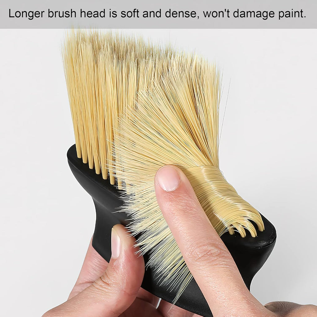 Yellow & Black Car Detailing Brush Set (2-Pack): Soft Bristle Dust Cleaners for Air Vents, Dashboard & Home Use