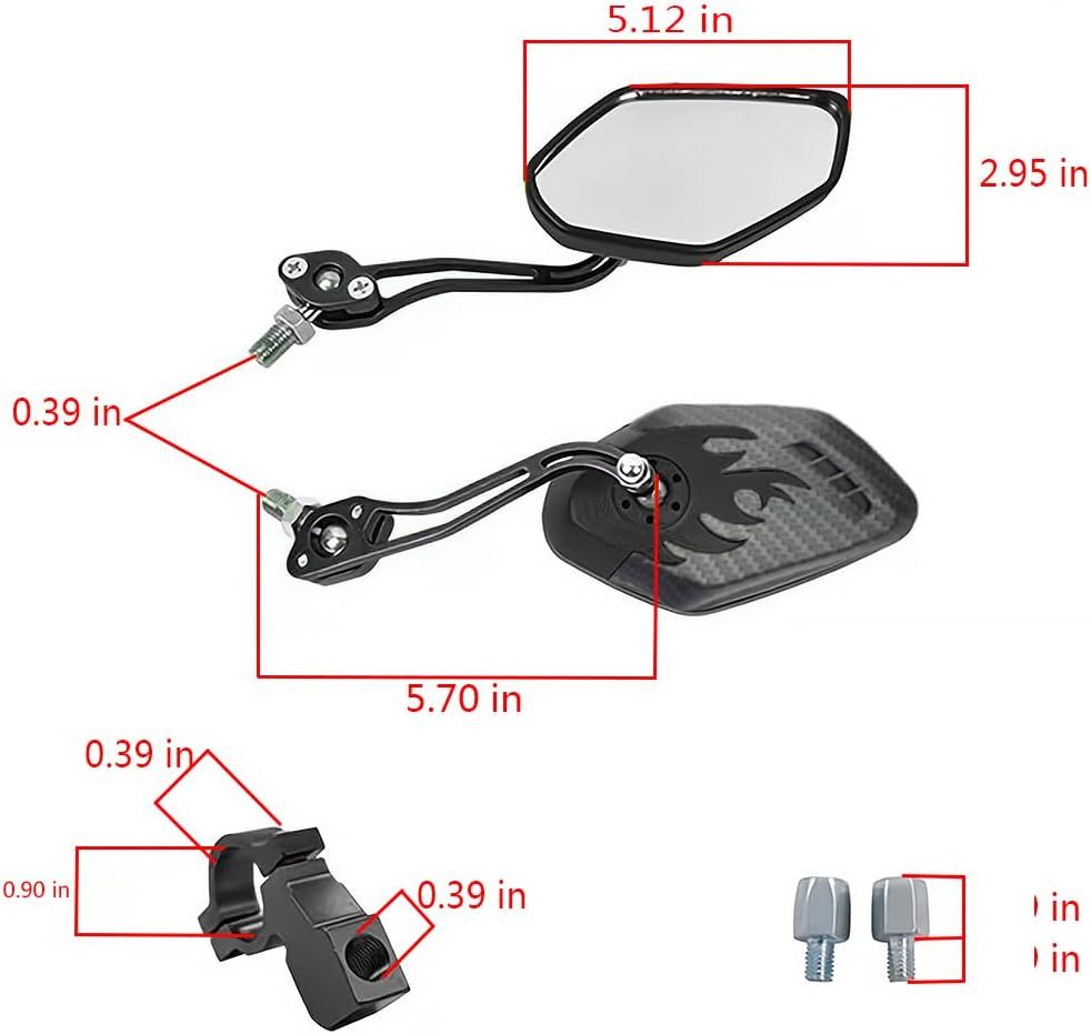 Universal Bike Rear View Mirror, Adjustable Handlebar Rearview Mirror for Motorcycle, E-Bike, Scooter, Mountain Bike, Aluminum Alloy, Wide Angle (Black)