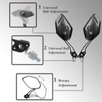 Universal Bike Rear View Mirror, Adjustable Handlebar Rearview Mirror for Motorcycle, E-Bike, Scooter, Mountain Bike, Aluminum Alloy, Wide Angle (Black)