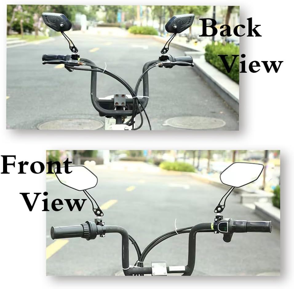 Universal Bike Rear View Mirror, Adjustable Handlebar Rearview Mirror for Motorcycle, E-Bike, Scooter, Mountain Bike, Aluminum Alloy, Wide Angle (Black)